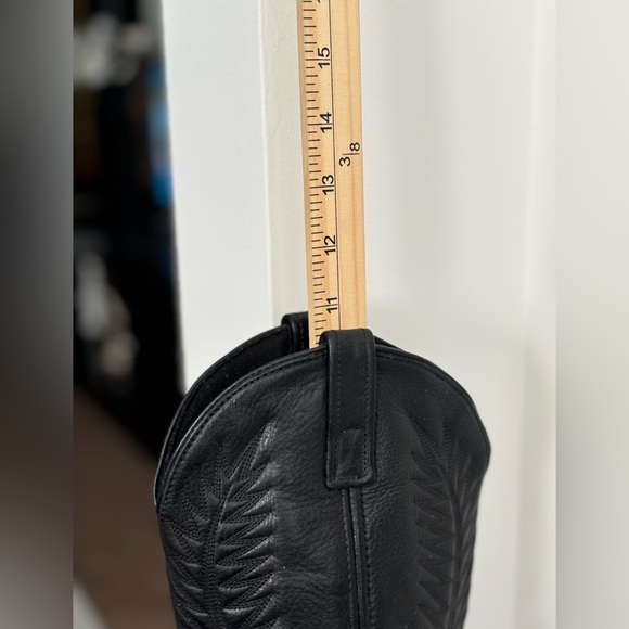 VTG LAREDO BLACK COWGIRL LEATHER BOOTS BIKER RODEO WESTERN RANCH 2” HEEL SZ  7 - Picture 12 of 15